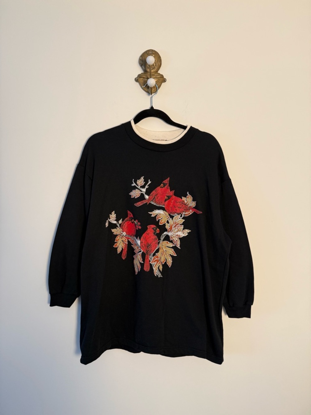 Vintage Crewneck Sweater with Cardinal Design